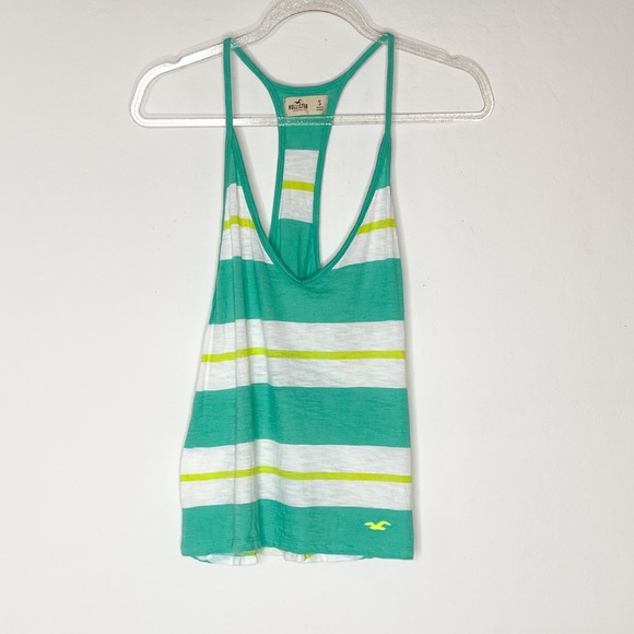 Hollister Tops - Hollister striped tank top NWOT small green
